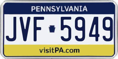 PA license plate JVF5949