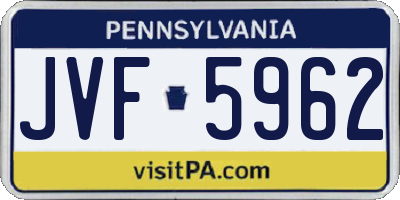 PA license plate JVF5962