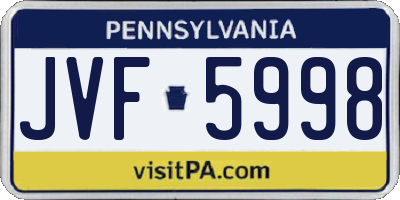 PA license plate JVF5998