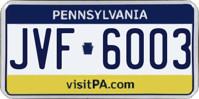 PA license plate JVF6003