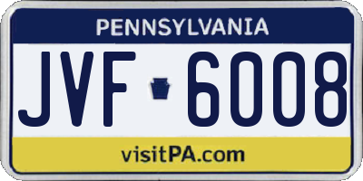 PA license plate JVF6008