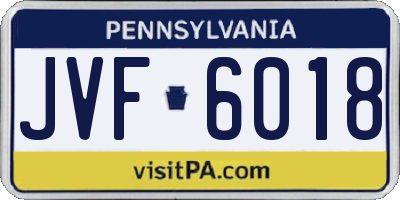PA license plate JVF6018