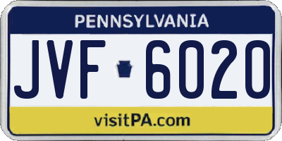 PA license plate JVF6020