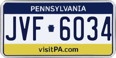 PA license plate JVF6034