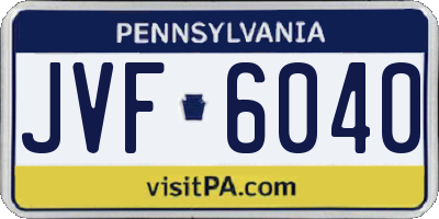 PA license plate JVF6040
