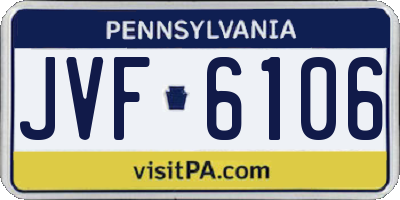 PA license plate JVF6106