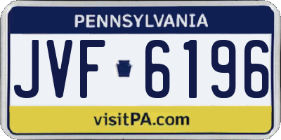 PA license plate JVF6196