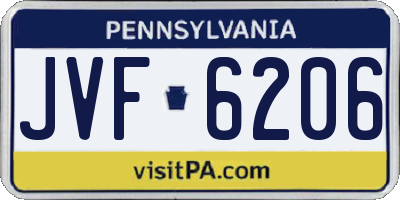 PA license plate JVF6206