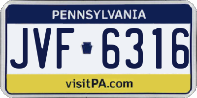 PA license plate JVF6316