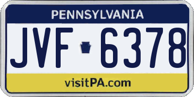 PA license plate JVF6378
