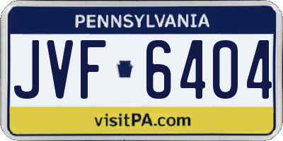 PA license plate JVF6404