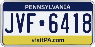 PA license plate JVF6418