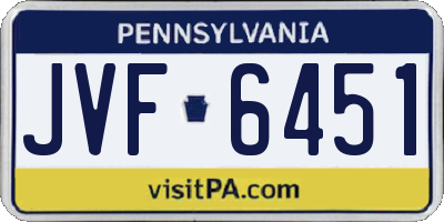 PA license plate JVF6451
