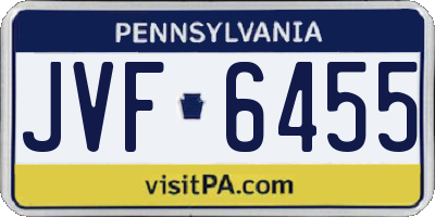 PA license plate JVF6455