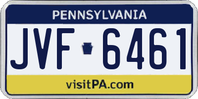 PA license plate JVF6461