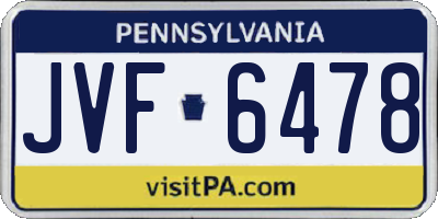 PA license plate JVF6478