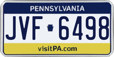 PA license plate JVF6498