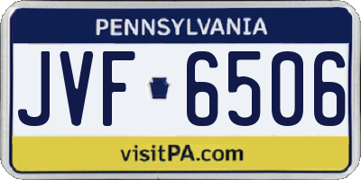PA license plate JVF6506