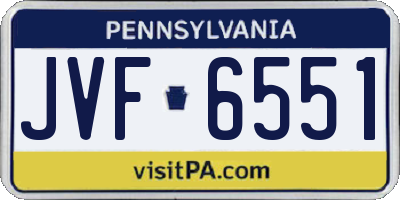 PA license plate JVF6551