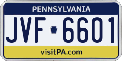 PA license plate JVF6601