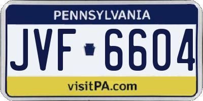 PA license plate JVF6604