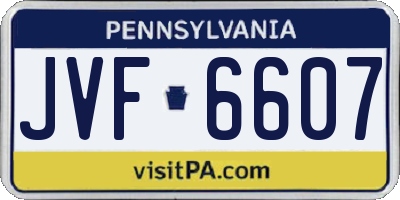 PA license plate JVF6607