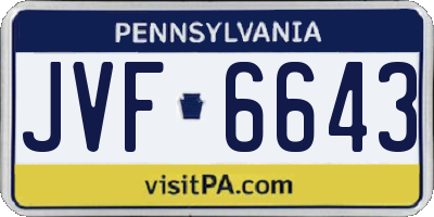 PA license plate JVF6643