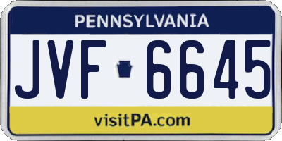 PA license plate JVF6645