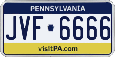 PA license plate JVF6666