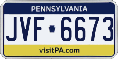 PA license plate JVF6673