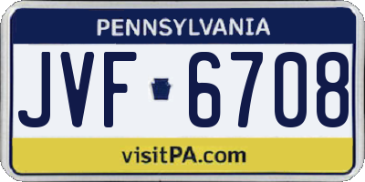 PA license plate JVF6708