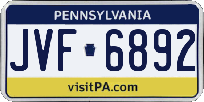 PA license plate JVF6892
