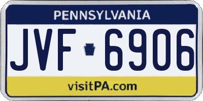 PA license plate JVF6906