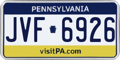 PA license plate JVF6926