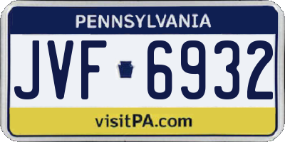 PA license plate JVF6932