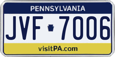 PA license plate JVF7006