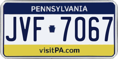 PA license plate JVF7067