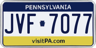 PA license plate JVF7077
