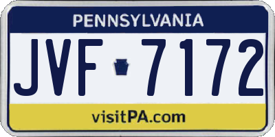 PA license plate JVF7172