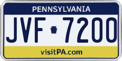 PA license plate JVF7200
