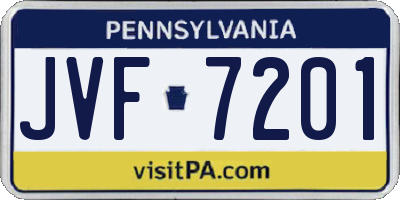 PA license plate JVF7201