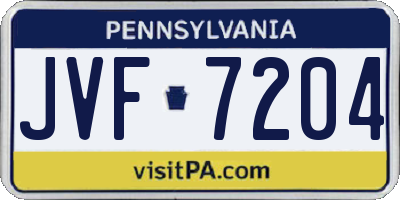 PA license plate JVF7204