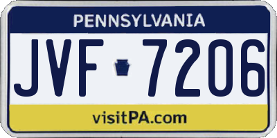 PA license plate JVF7206