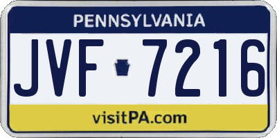 PA license plate JVF7216