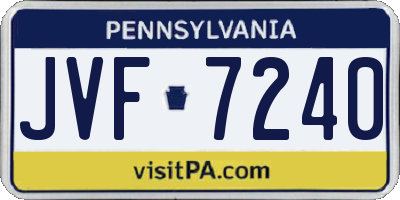 PA license plate JVF7240