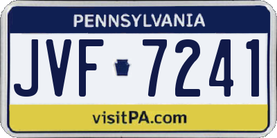 PA license plate JVF7241