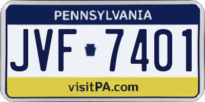 PA license plate JVF7401