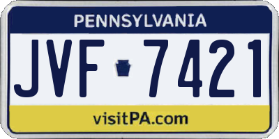 PA license plate JVF7421