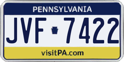 PA license plate JVF7422