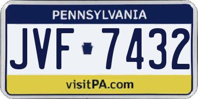 PA license plate JVF7432